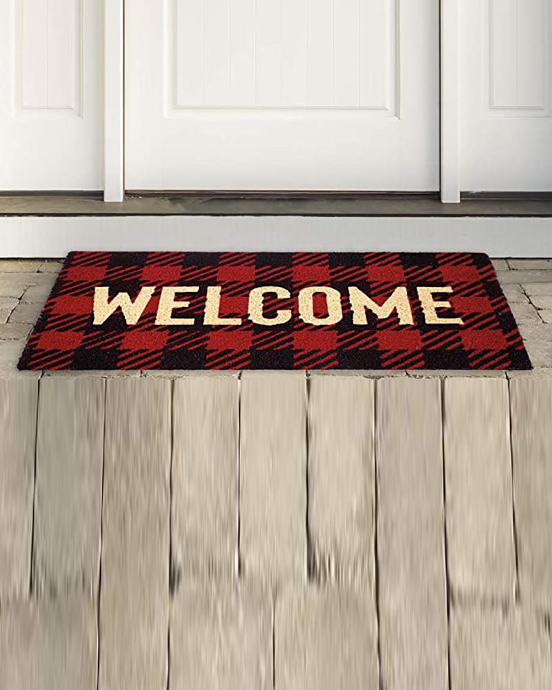 

Natural Coir Doormat Checkers Mat Checkers Welcome Non Slip Entryway Indoor Outdoors Mats, Style2