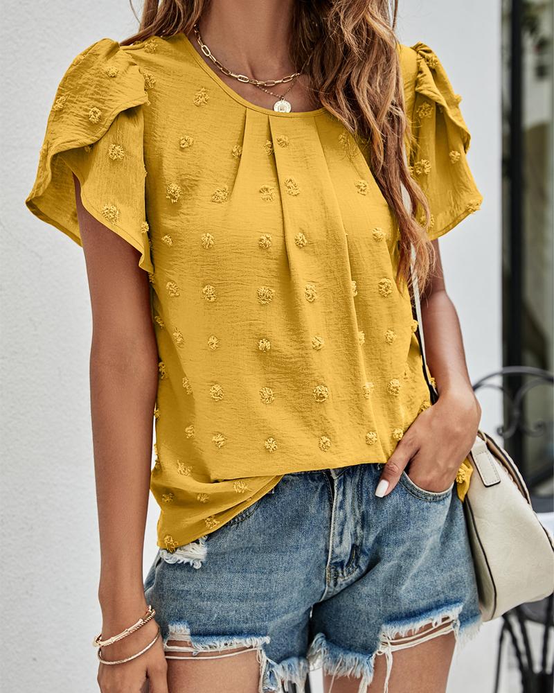 

Swiss Dot Puff Sleeve Top, Yellow