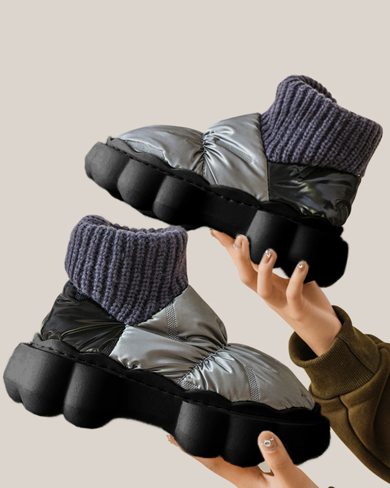 

Quilted Non Slip Lined Slipper Boots, Gray