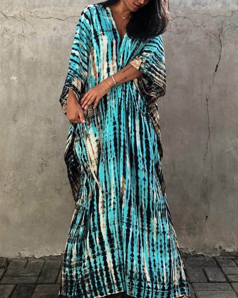 

Tie Dye Batwing Sleeve Cover Up Dress, Blue