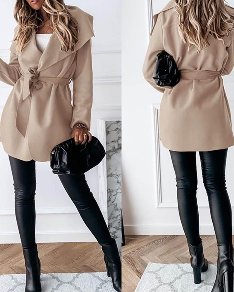 

Long Sleeve Solid Casual Cardigan, Khaki