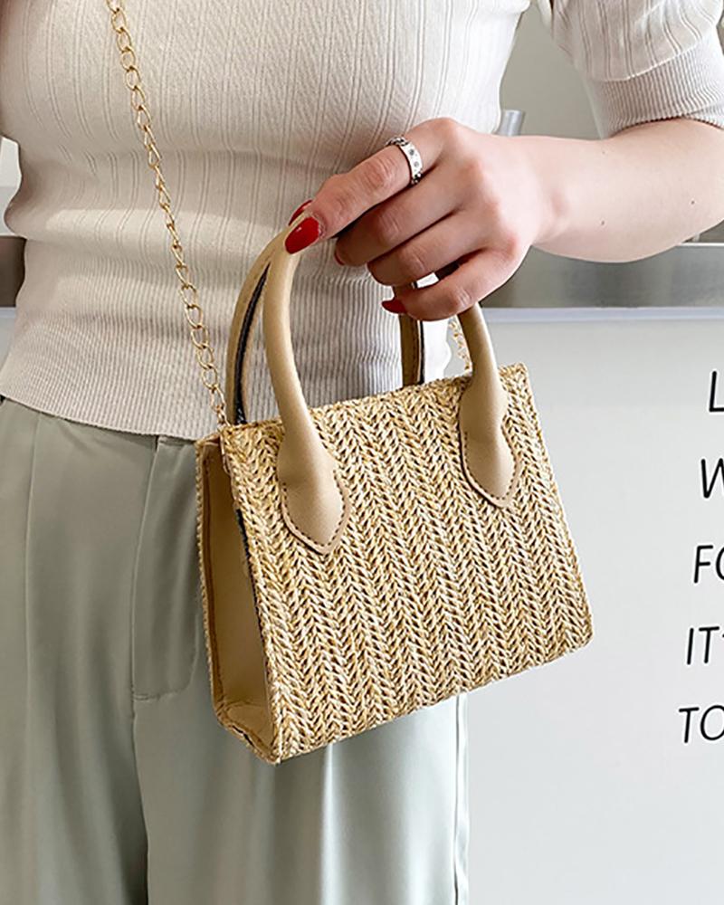 

Minimalist Straw Bag, Khaki