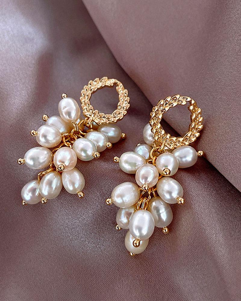 

Beaded O-ring Drop Earring, Gold