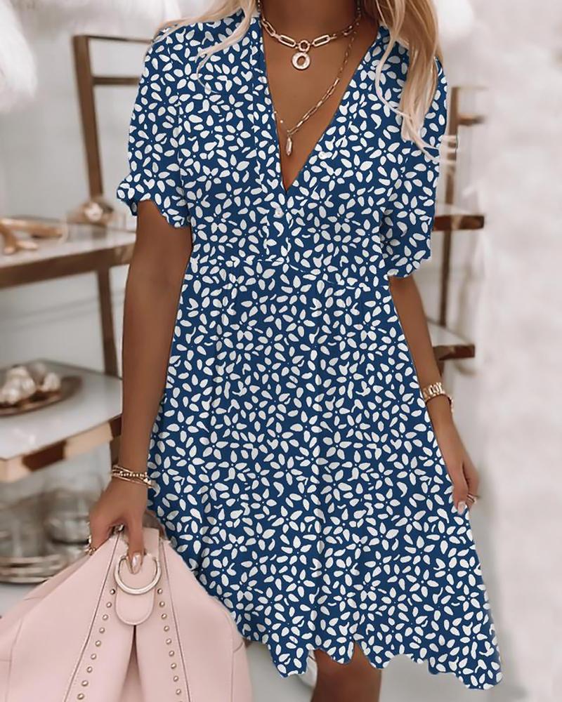 

Ditsy Floral Print Casual Dress, Blue