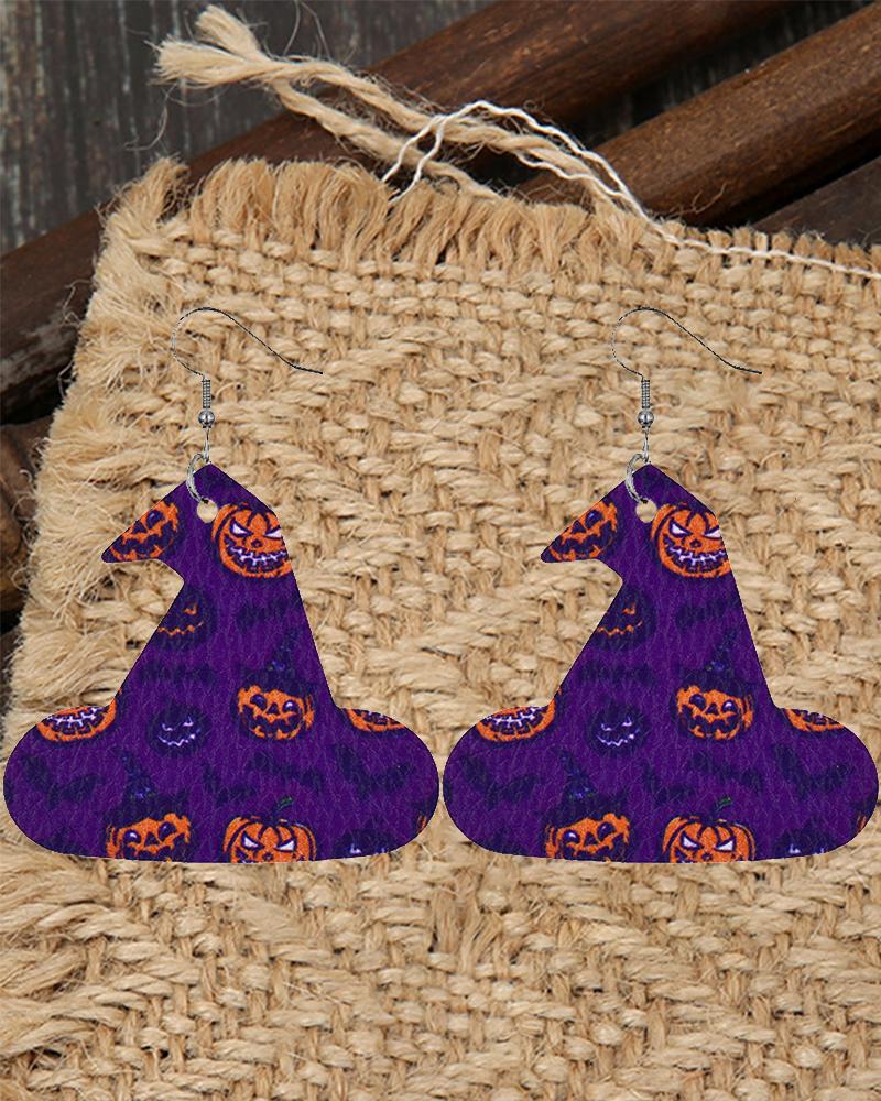 

1Pair Halloween Graphic Pumpkin Print Drop Earrings, Style3