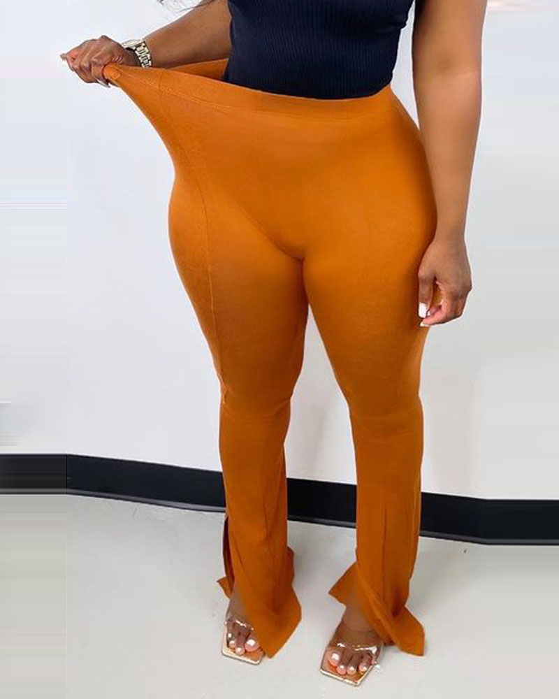 

Butt Lifting Split Hem Bootcut Yoga Pants, Orange