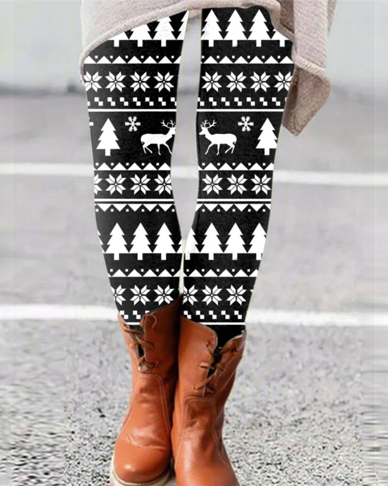 

Christmas Tree Snowflake Print Leggings, Style5