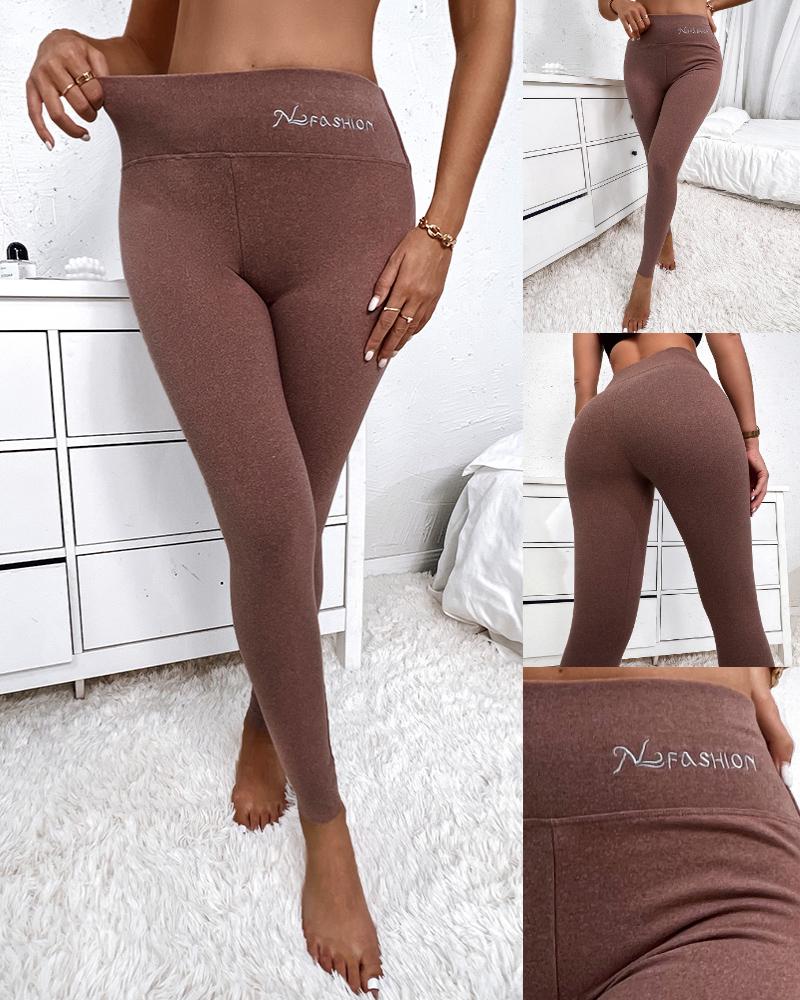 

High Waist Butt Lifting Thermal Warm Fleece Lined Leggings, Coffee