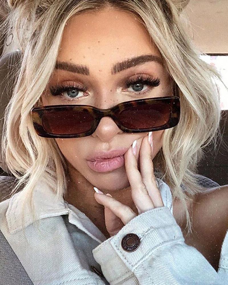 

1Pair Small Rectangle Vintage Frame Sunglasses, Brown