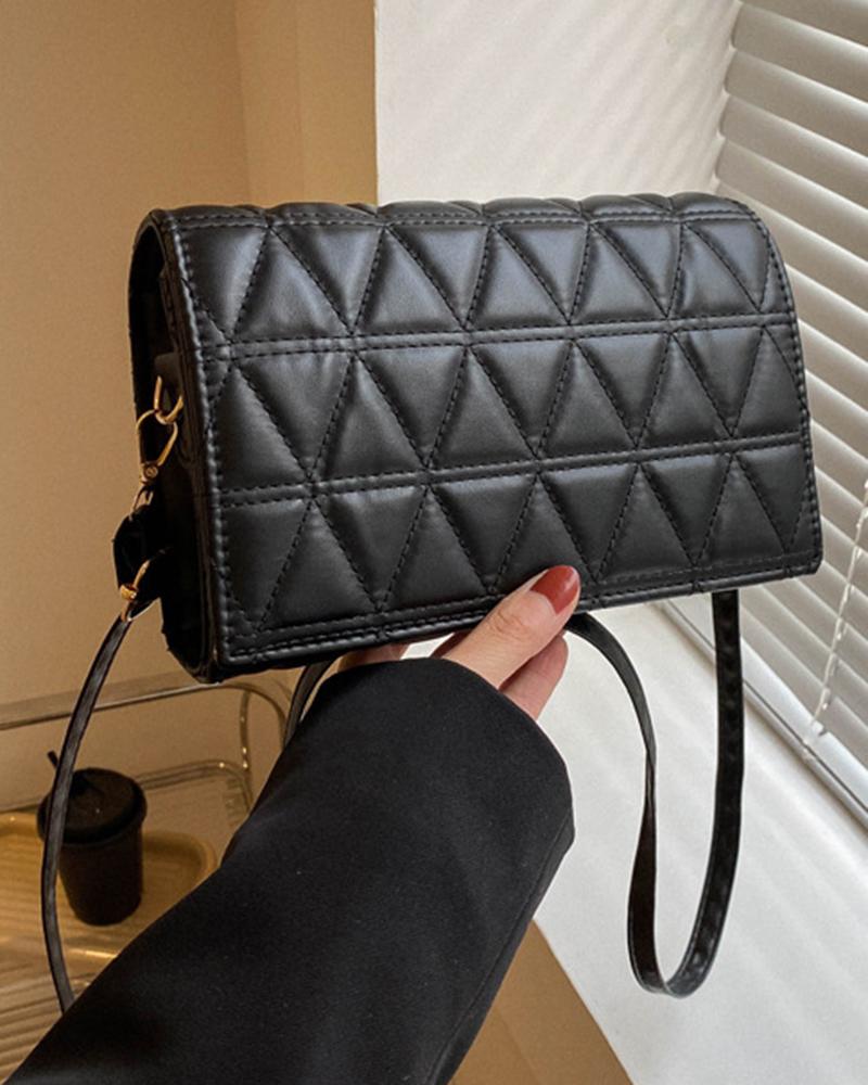 

Argyle Quilted Flap Crossbody Bag, Black