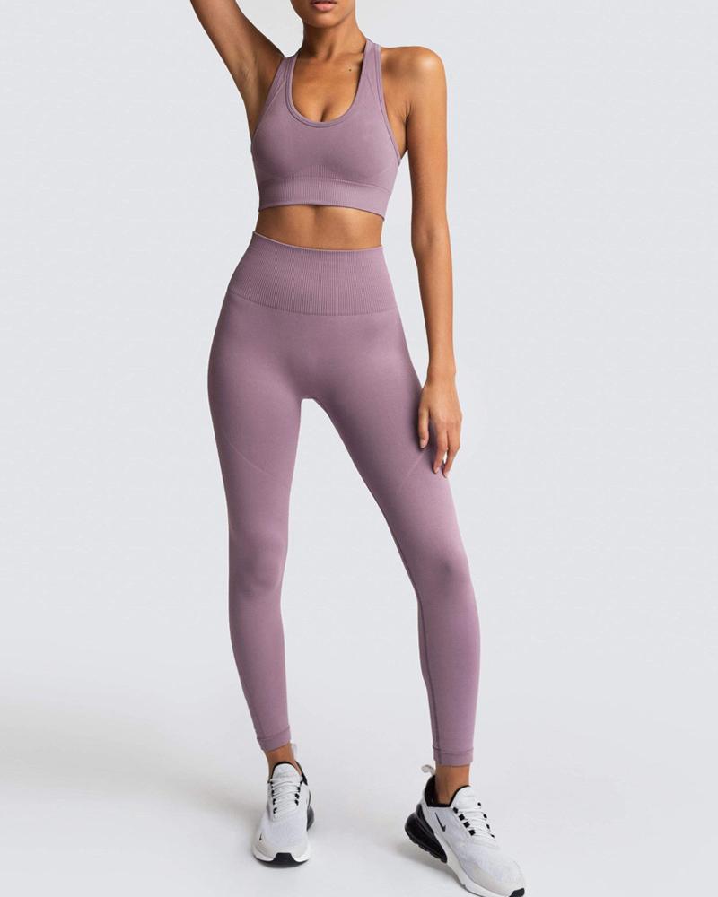

High Waist Butt Lifting Racerback Active Set, Purple