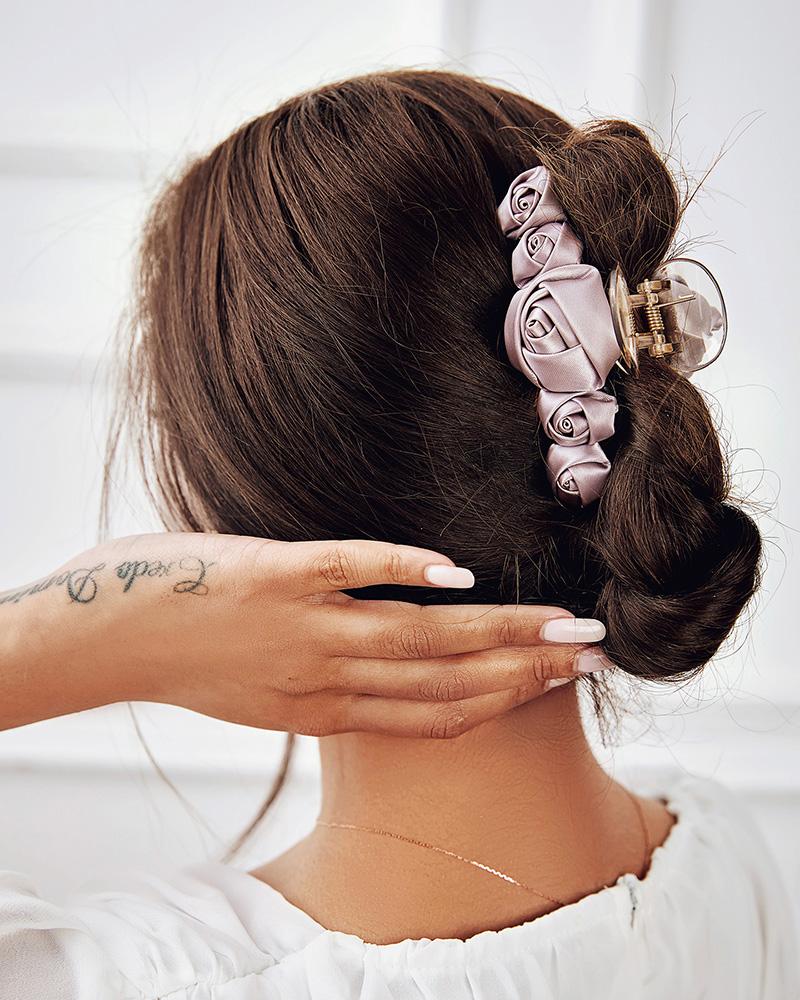 

Rose Pattern Large Hair Claw Clips Hair Clamps Clip, White