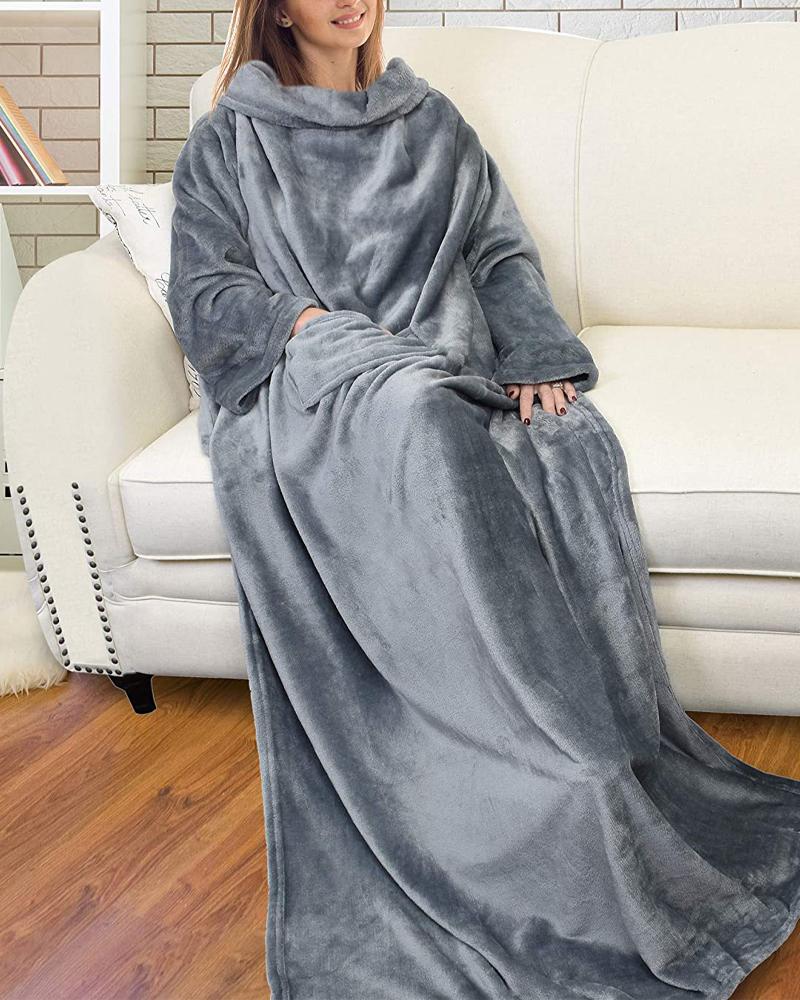 

Wearable Blanket Comfy Fleece Snuggle Wrap Sleeved Throw, Gray