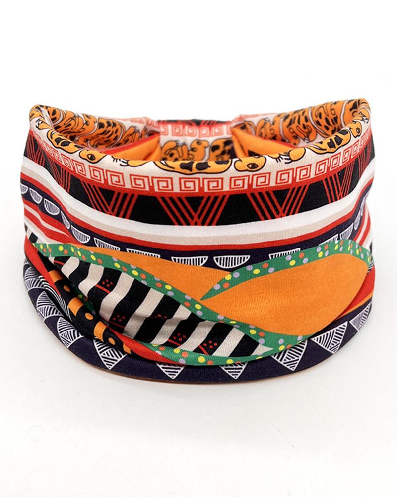 

1pc Bohemian Geometric Print Yoga Sports Wide Headband, Style9