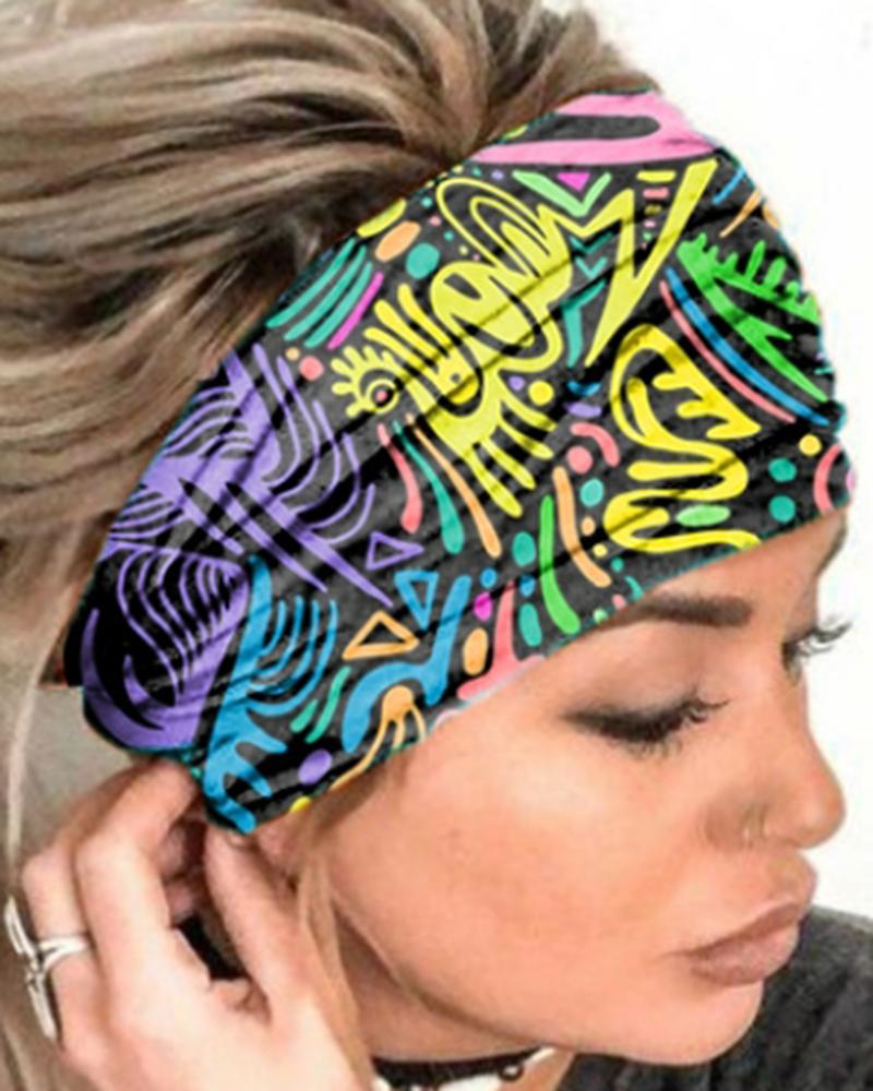 

Abstract Print Yoga Sports Wide Headband, Yellow