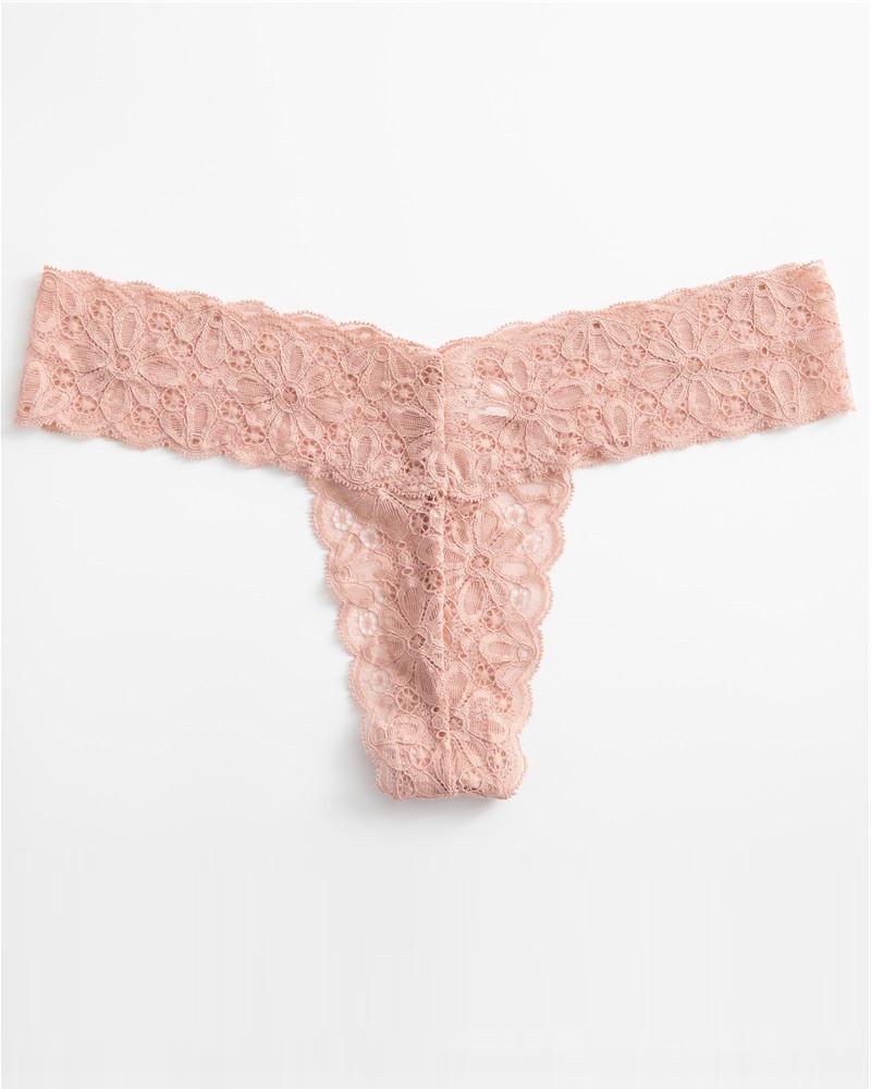 

Lace Skinny Low Waist Thong Panties, Pink