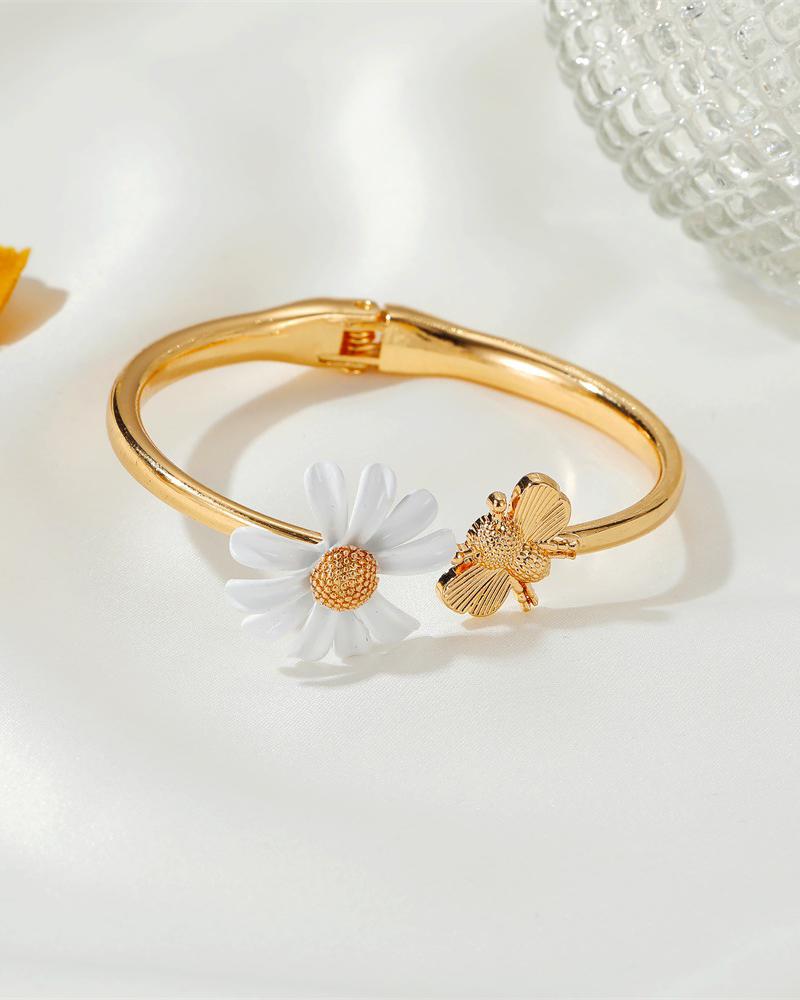 

1pcs Daisy Bee Pattern Bracelet, Gold