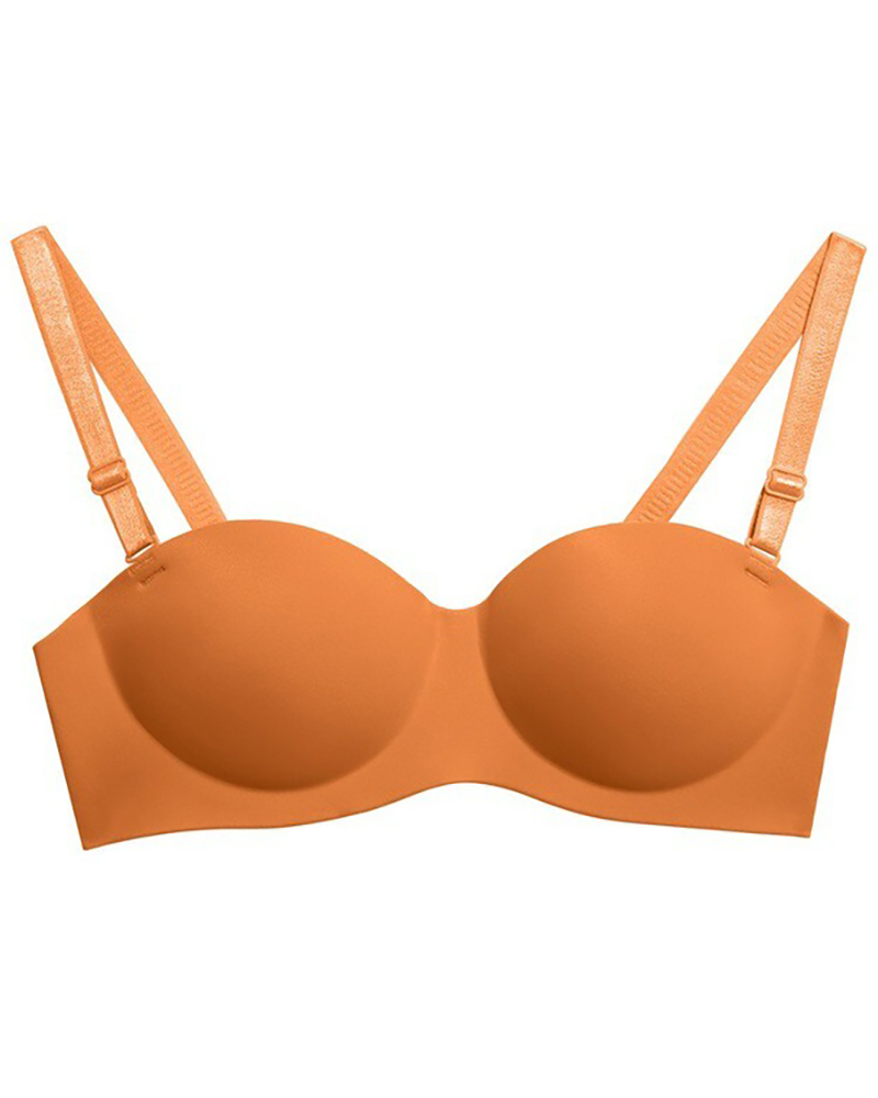 

Push Up Breathable Seamless Plain Bralette, Orange