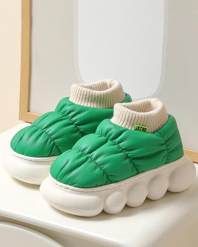 

Lined Quilted Platform Slipper Boots, Green