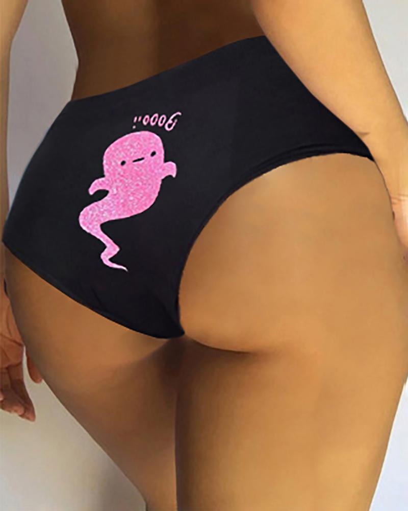 

Halloween Ghost Print High Waist Skinny Panty, Black