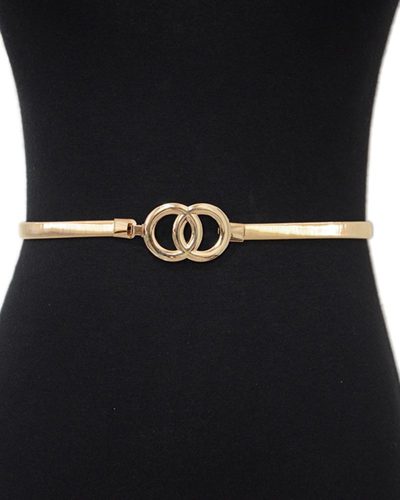 

1pc Double Ring Minimalist Belt, Gold