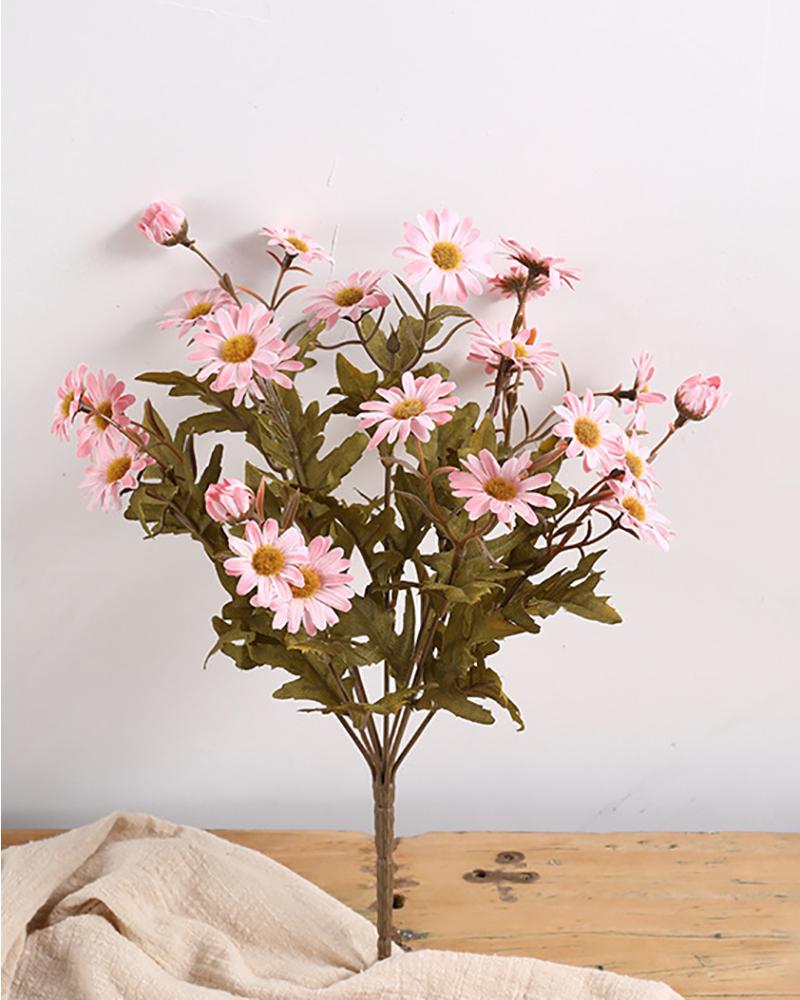 

Daisy Artificial Flowers Multicolor Outdoor Faux Foliage Greenery Fake Plants Plastic Bushes for Window Box Hanging Planter Farmhouse Indoor Outside Decor, Pink