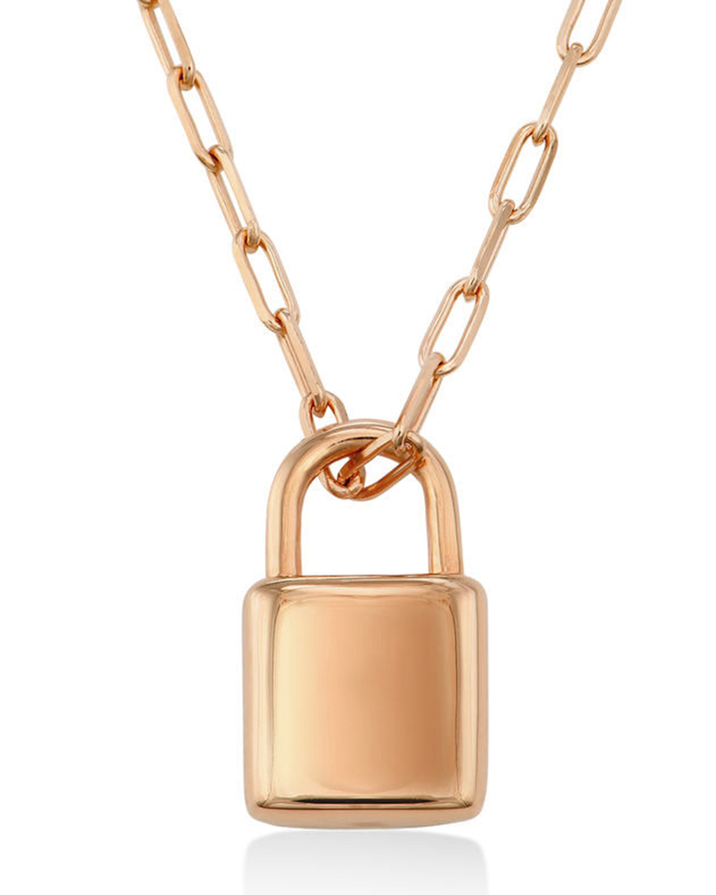 

1pc Simple Lock Pendent Necklace, Rose gold