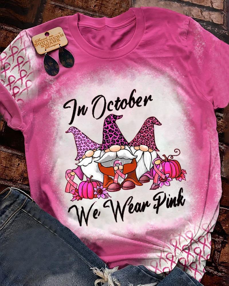 

Halloween Graphic Letter Print Casual T-shirt, Pink