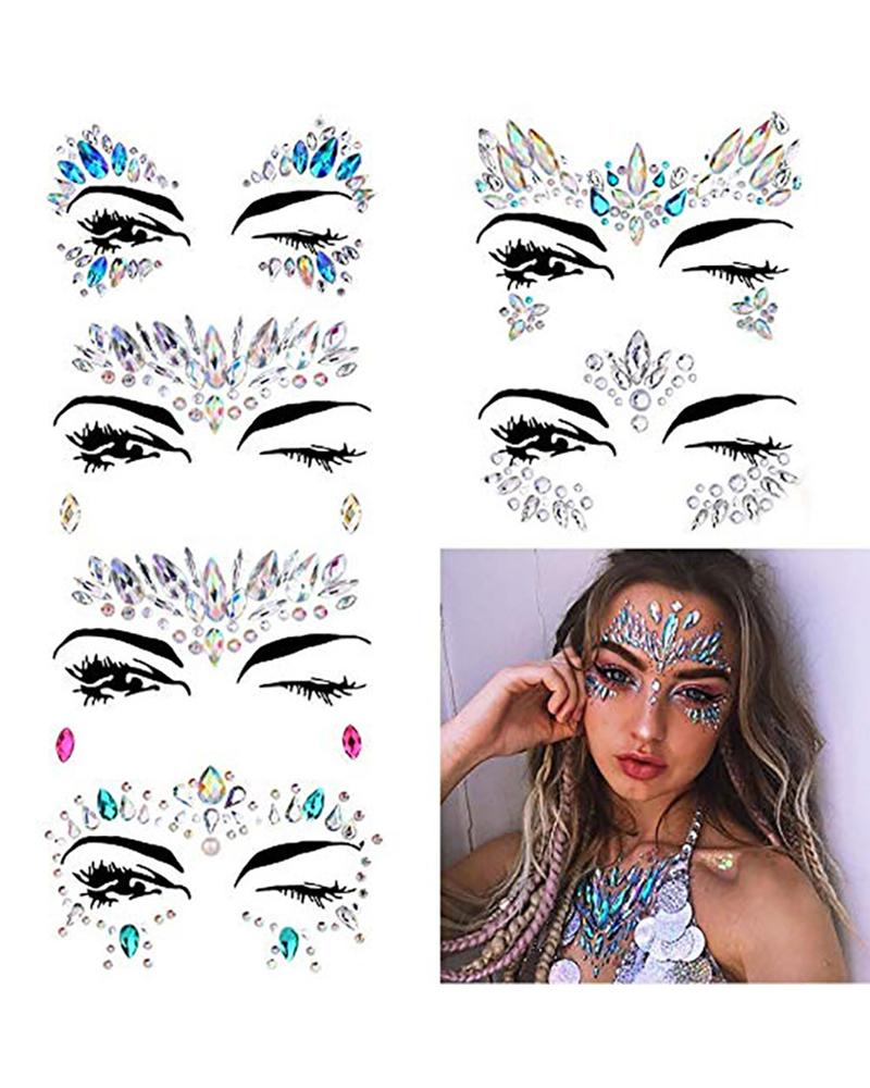 

Face Gems Tattoo Stickers Acrylic Crystal Glitter Stickers, Style4