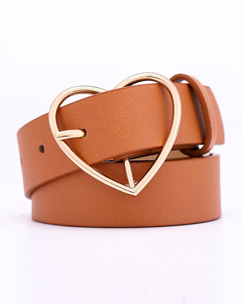 

Heart Shaped Buckle PU Belt, Yellow