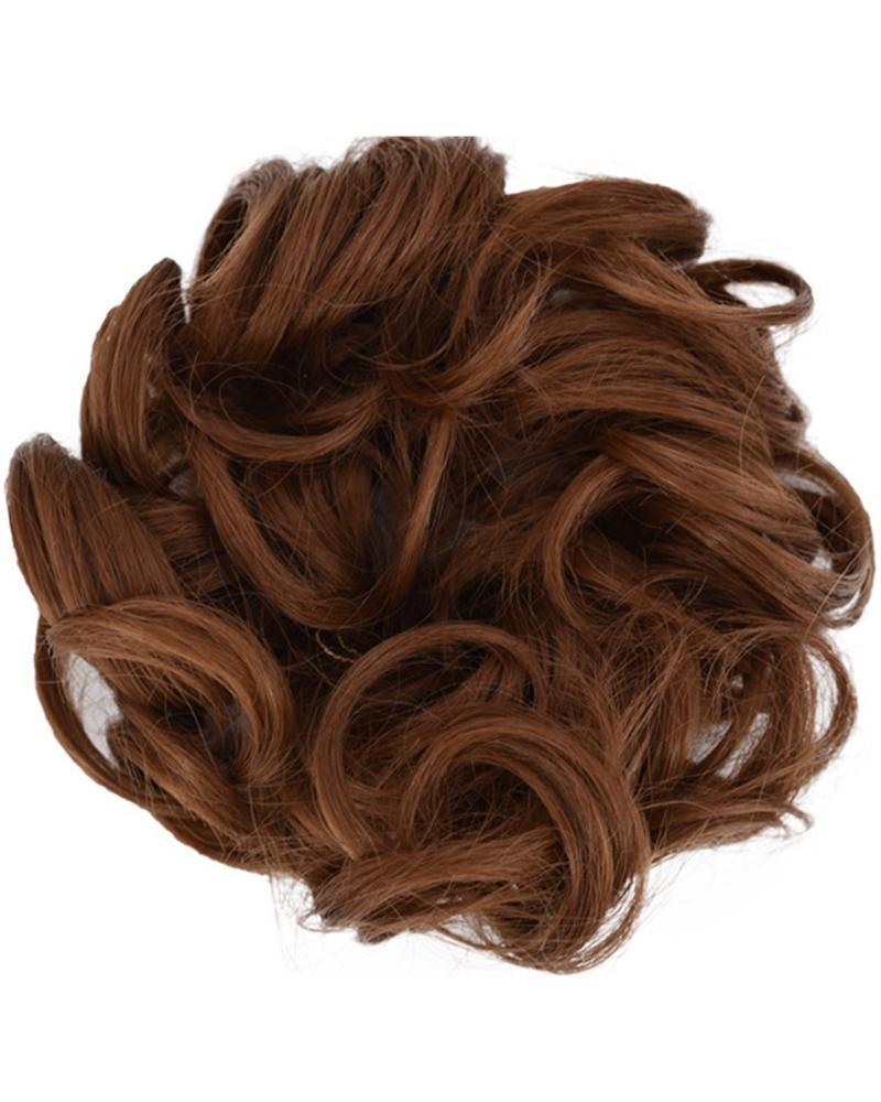 

Curly Synthetic Messy Chignon With Rubber Band Black Brown Donut Hair Bun High Temperature Fiber Hairpieces, Style15