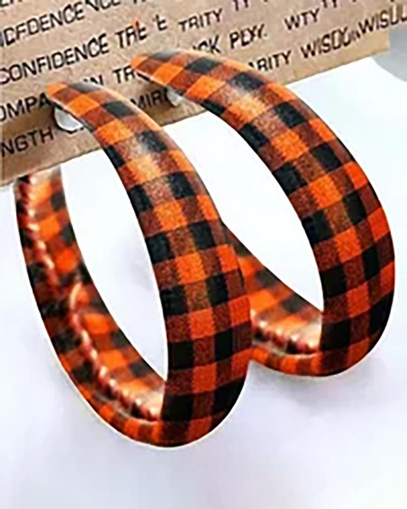 

1Pair Plaid Hoop Earrings, Orange