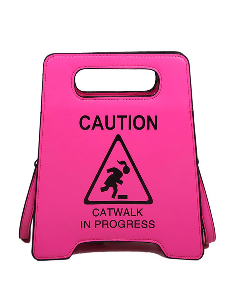 

Fashionable Warning Sign Shaped Crossbody Bag, Pink