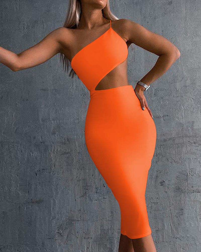

One Shoulder Cutout Backless Party Dress, Orange