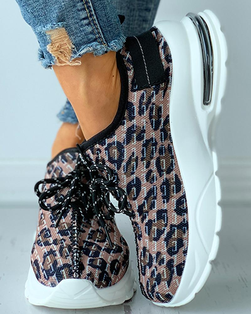

Cheetah Print Lace-up Casual Sneaker, Leopard