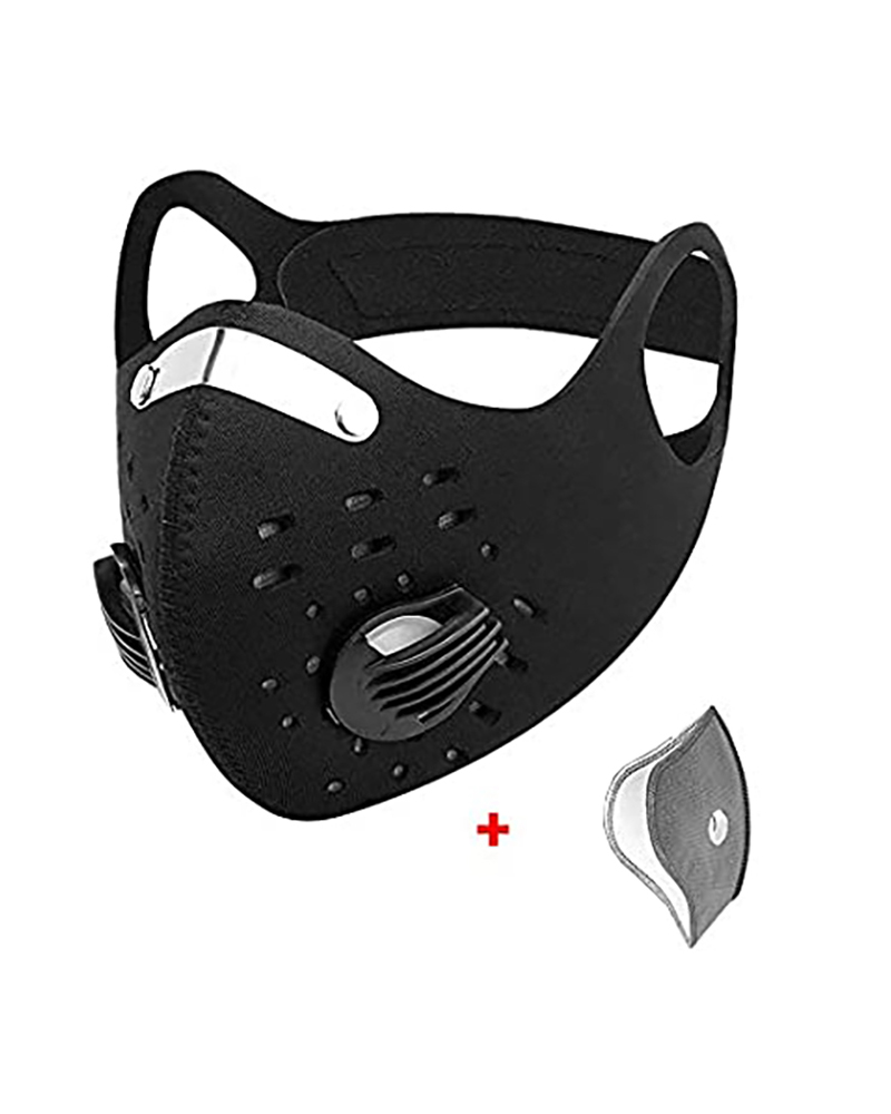 

Ear Loop Breathing Washable 2 Valves Face Mask（1 fliter as gift）, Black