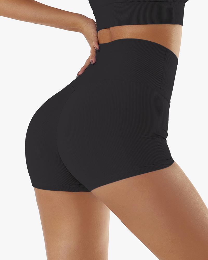 

High Waist Tummy Control Butt Lifting Active Shorts, Black