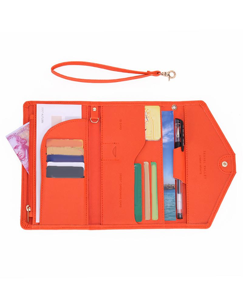 

Card Case Travel Document Organizer Passport Holder Cover Purse, Orange