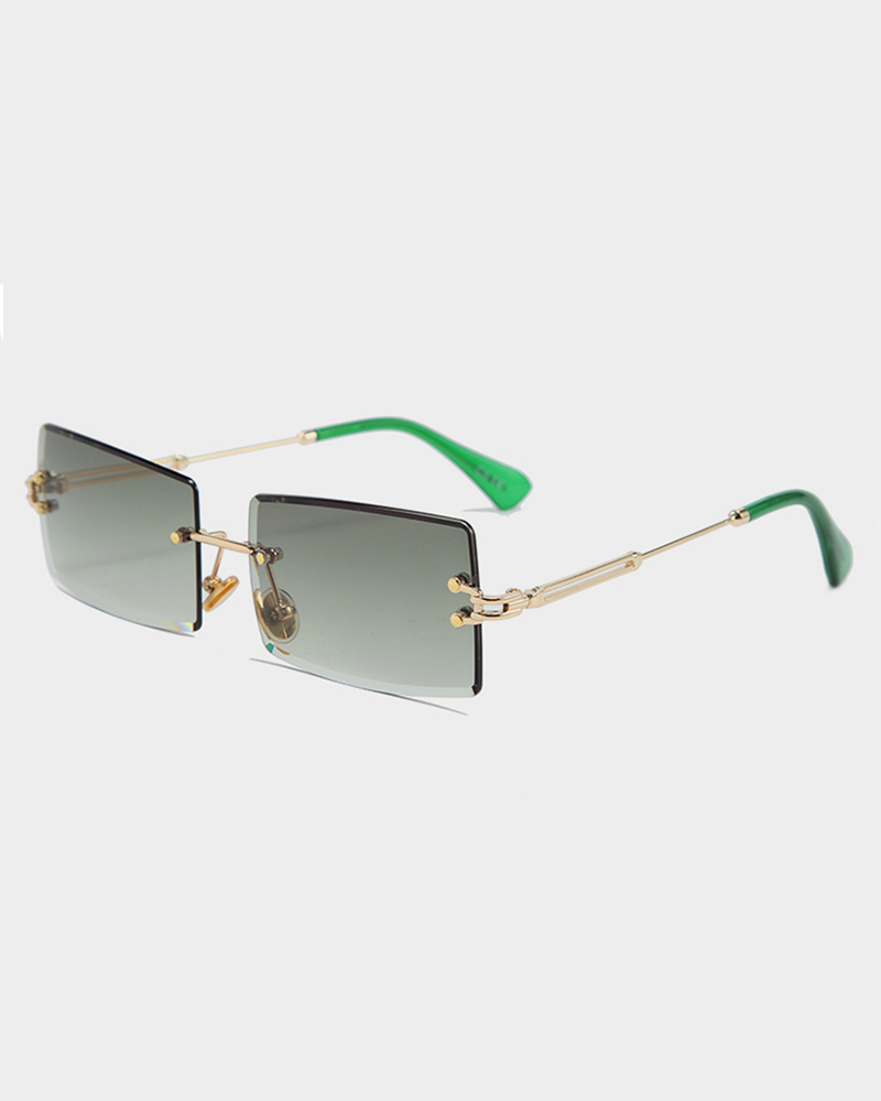 

1Pair Square Rimless Tinted Lens Sunglasses, Green