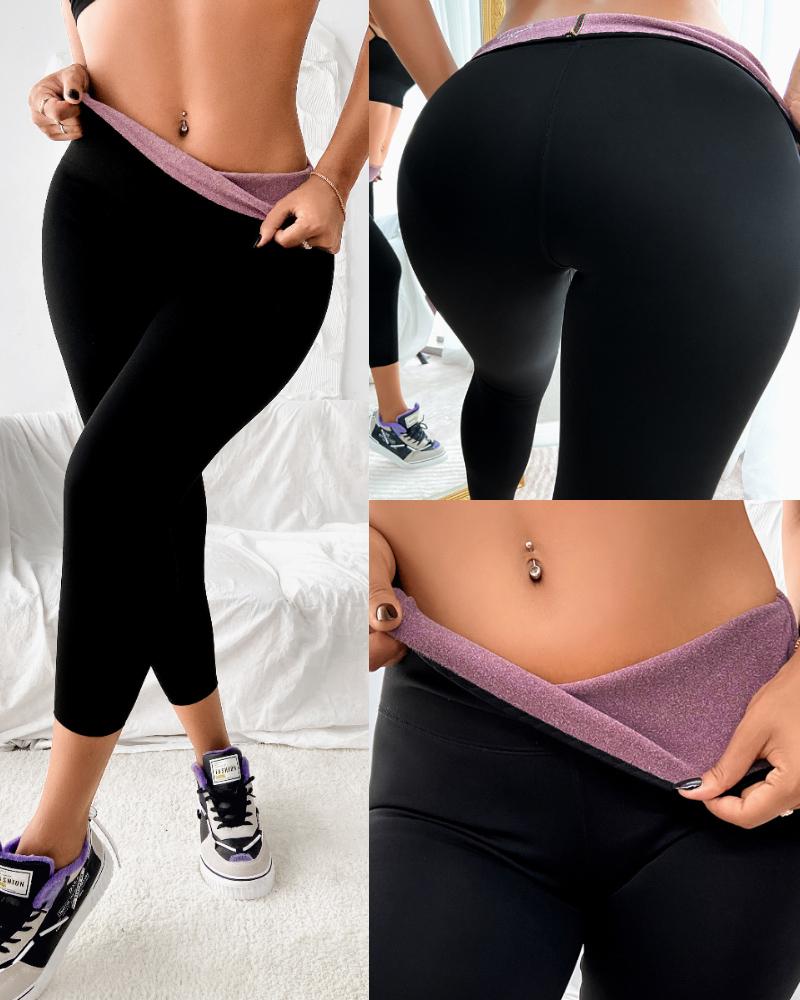 

Thermal Lined High Waist Push Up Leggings, Purple