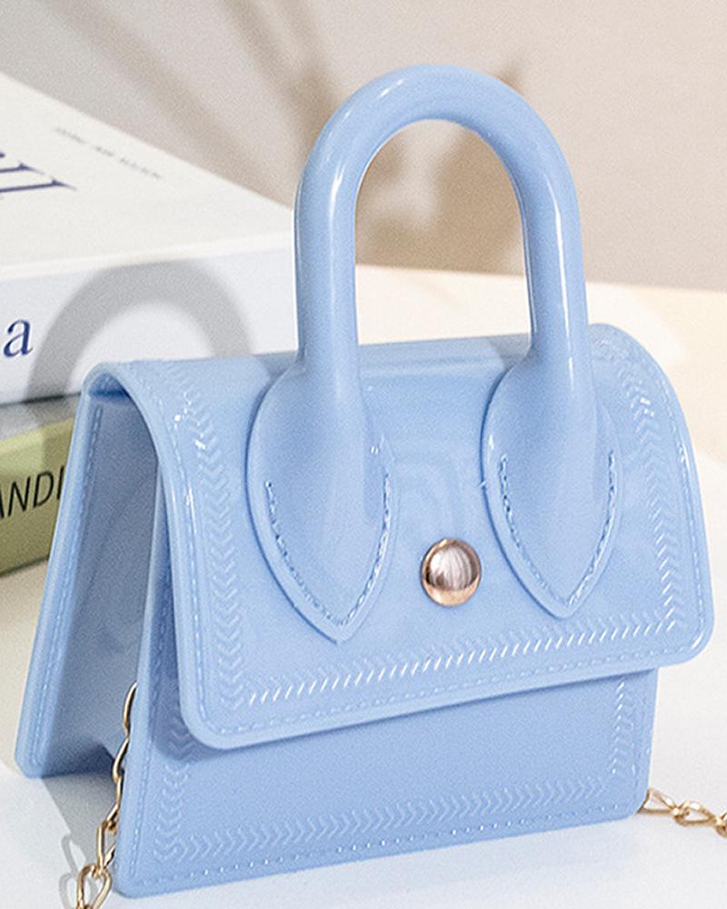 

Pastel Chain Strap Square Handbag, Blue