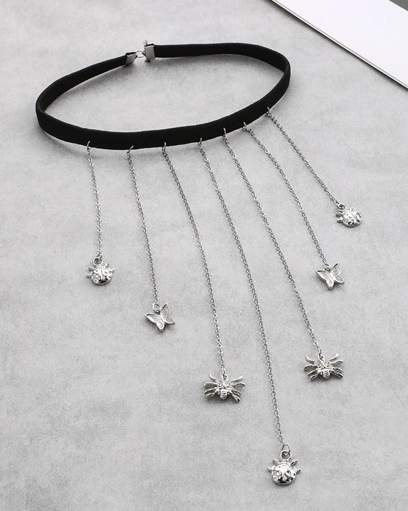 

1pc Insect Tassel Chain Leg Ring Summer Beach Body Chain, Silver