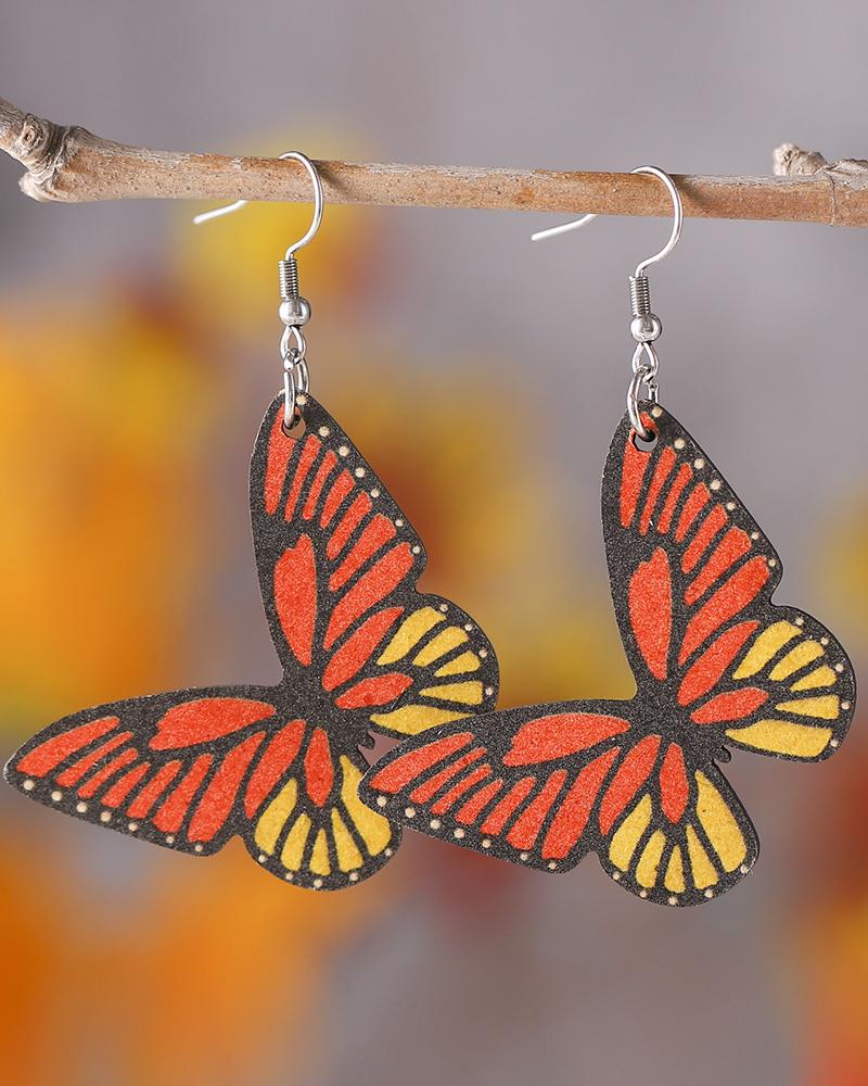 

1Pair Vintage Butterfly Shaped Hook Earrings, Orange