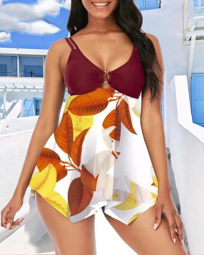 

Floral Print Strap Loose Swim Dress, Style5