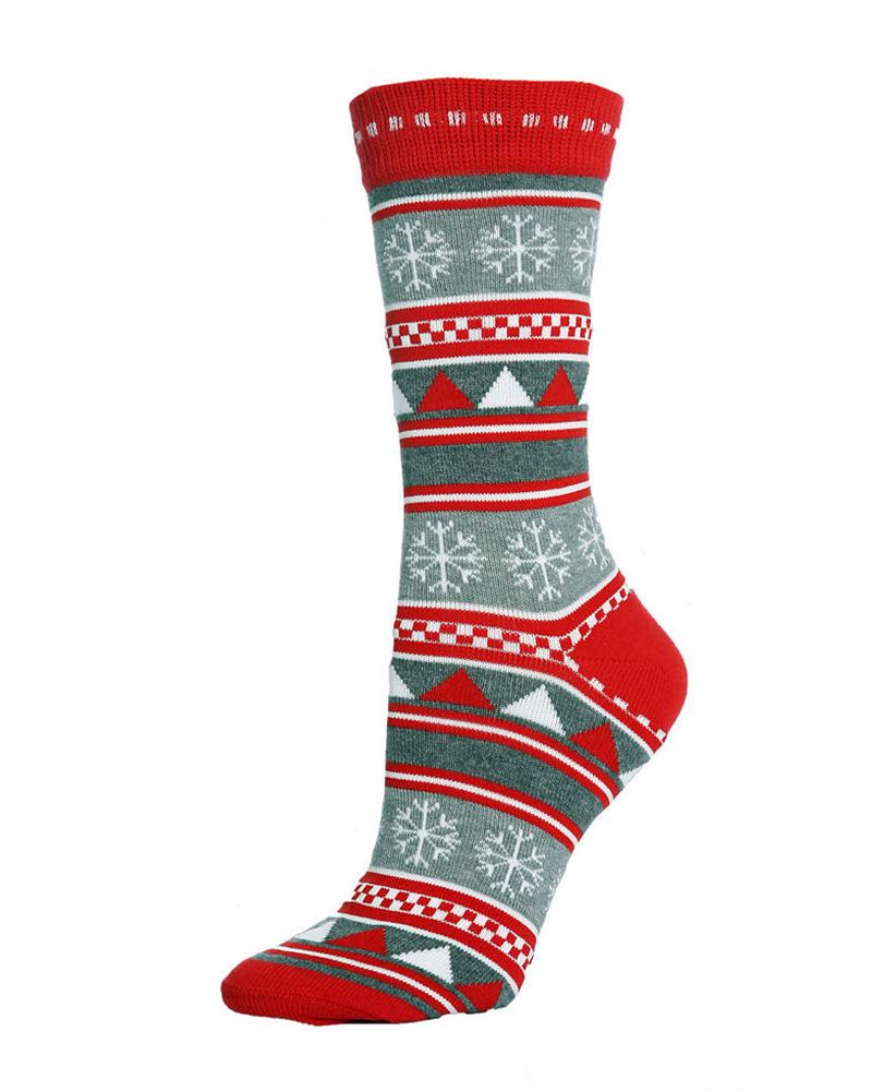 

1Pair Christmas Character Santa Gingerman Snowman Graphic Plants Print Crew Socks, Style3