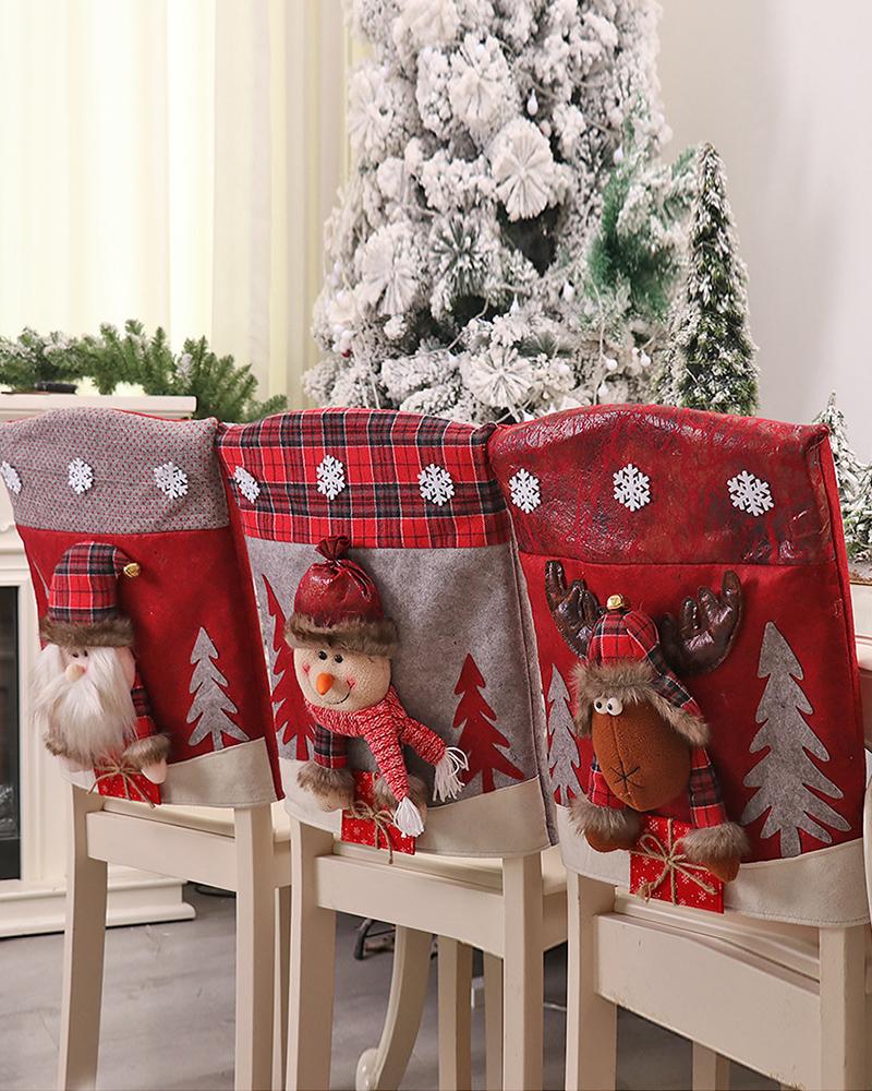 

Christmas Dining Chair Slipcovers Cartoon Character Chair Seat Back Covers Protector Holidays Home Party Decorations, Style1