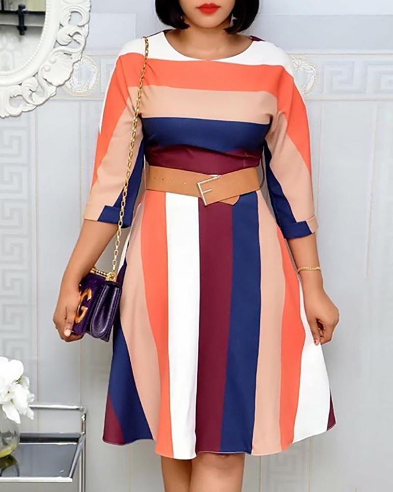 

Colorblock Long Sleeve Midi Dress, Orange