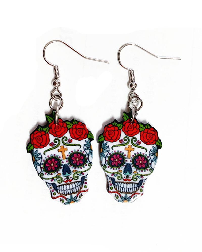 

1Pair Halloween Skull Shaped Drop Earrings, Style3