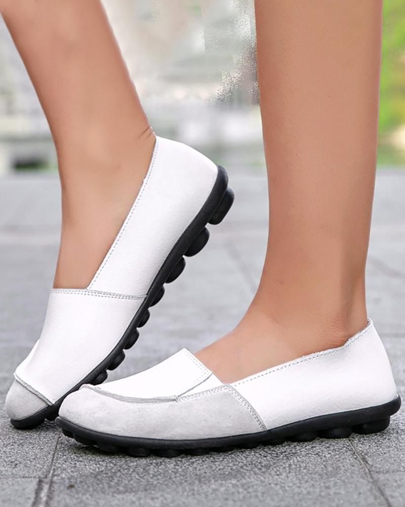 

Colorblock Slip On Loafers, White