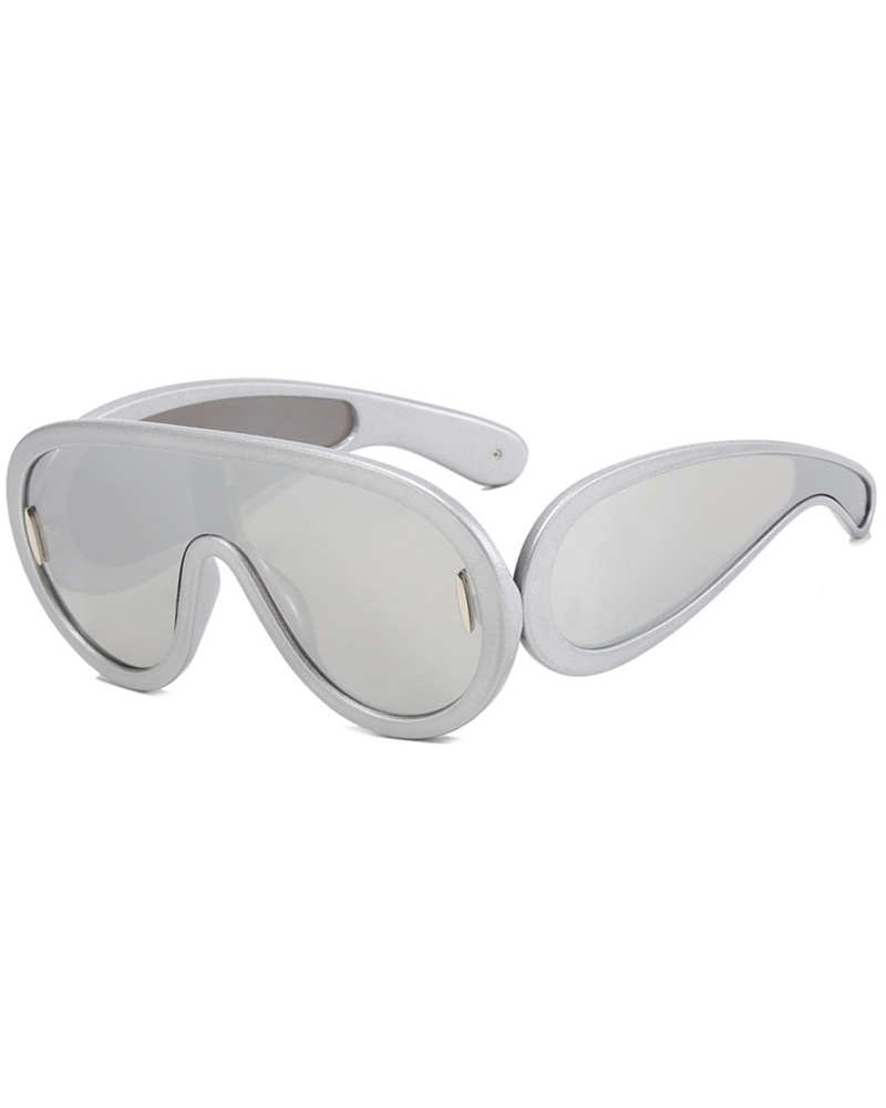 

1Pair Flat Top Vintage Trendy Sunglasses, Silver